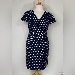 Banana Republic Navy Cream Polka Dot Short Sleeve Sheath Dress Size 6P Classic